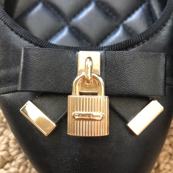 Michael Kors Black Flats w/ Gold Lock - Picture 2 of 5